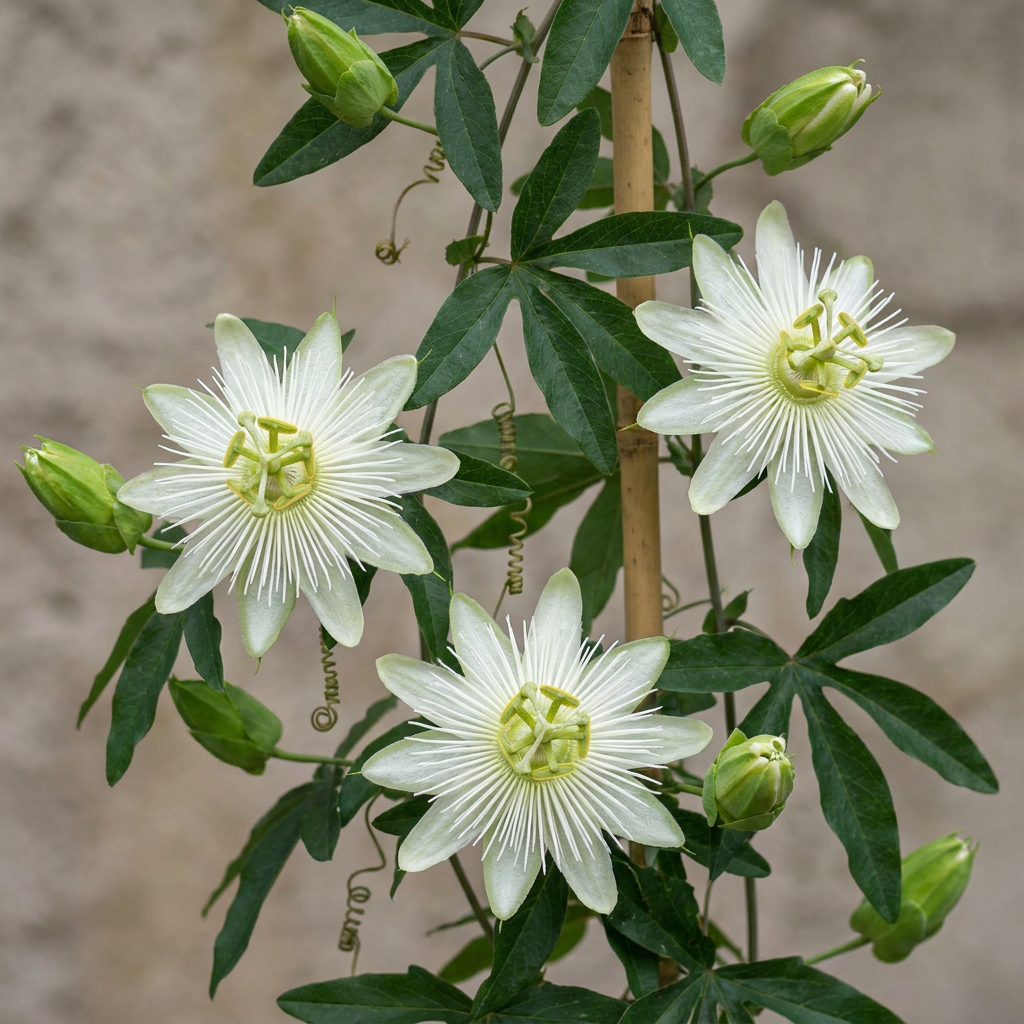 🤍 Passiflora caerulea ‘Constance Eliott’ – Witte passiebloem – Klimplant