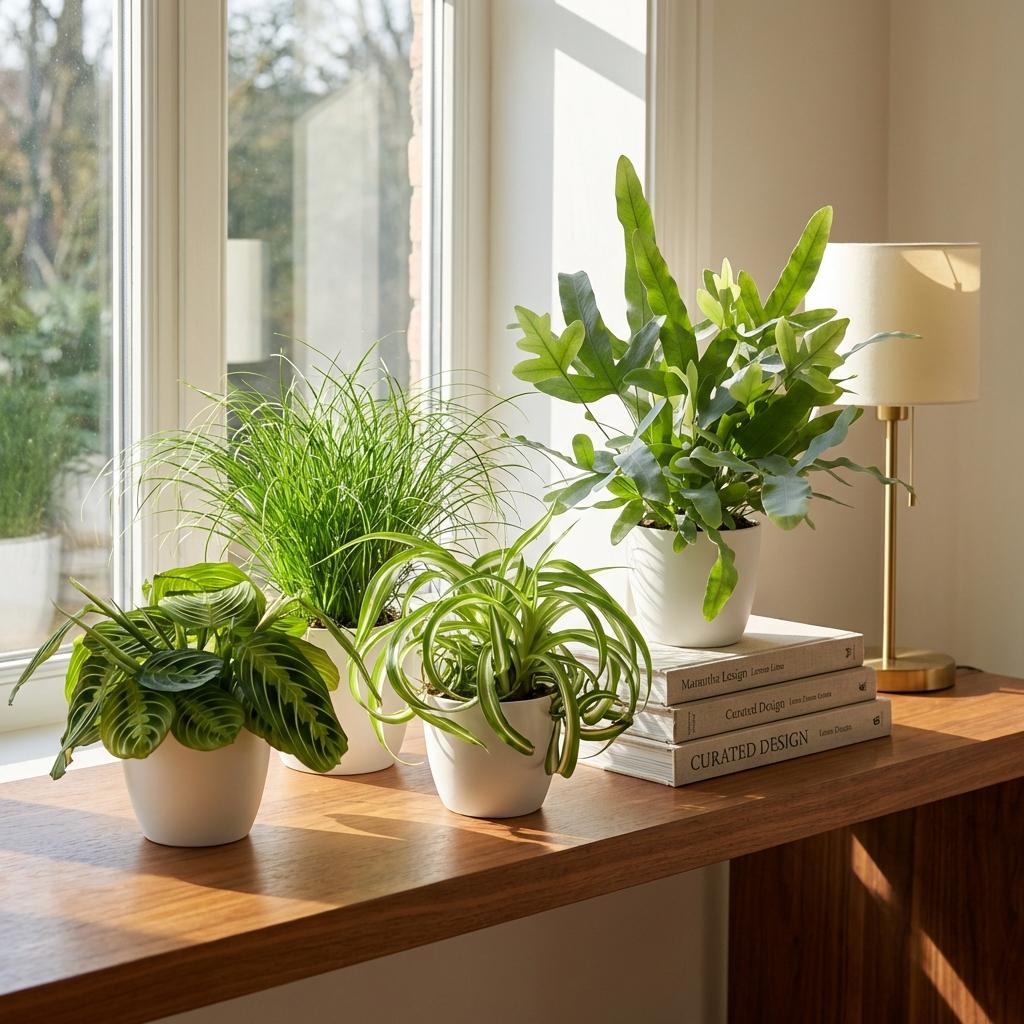 🌿 Diervriendelijke Planten Mix | 4 Kamerplanten met Witte Pot