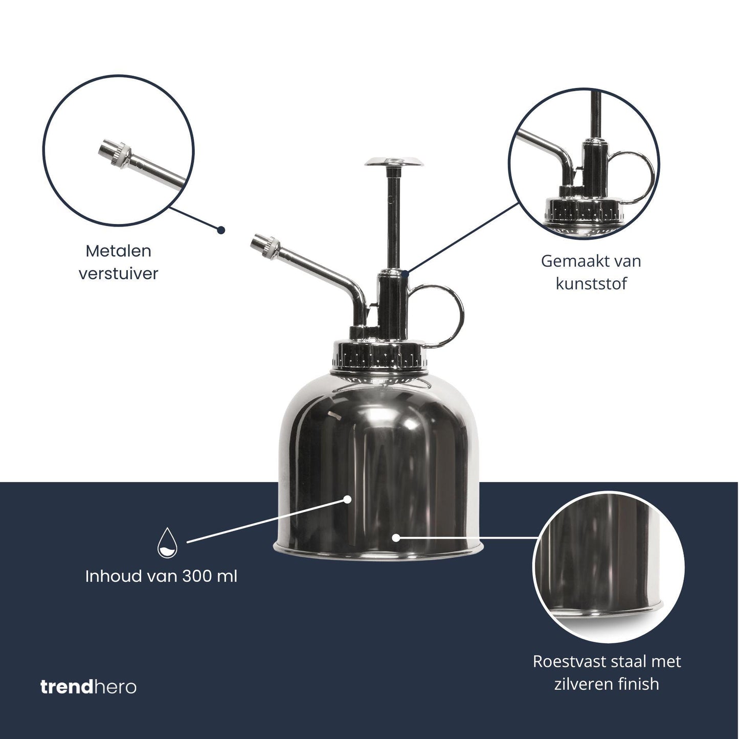 Plantenspuit 💧 | Zilver RVS – 300 ml