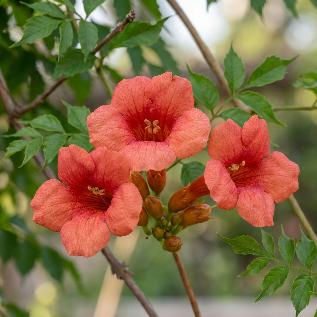🧡 Campsis radicans – Trompetklimmer – Oranje-rode klimplant