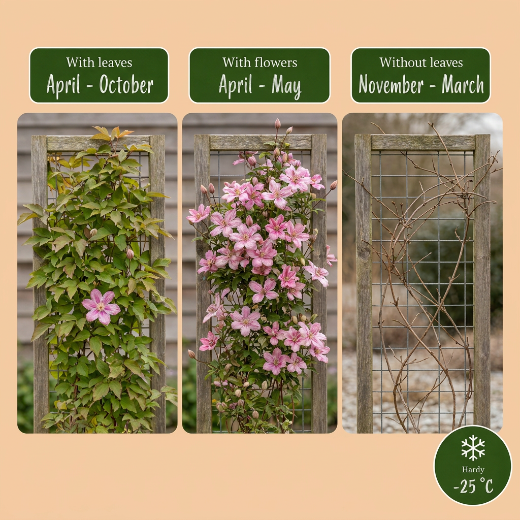 🌸 Clematis montana ‘Marjorie’ – Bergclematis – Roze klimplant