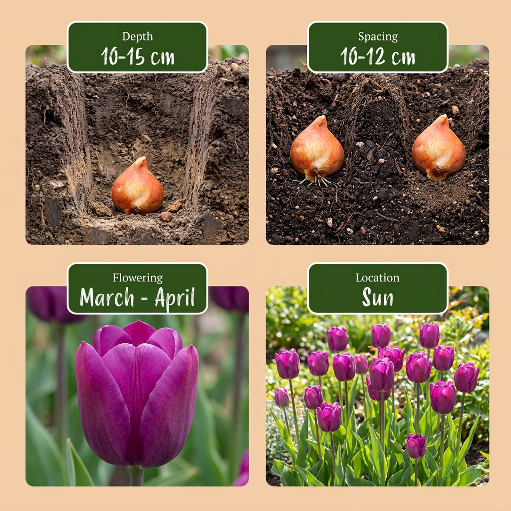 💜 Tulipa Triumph Purple – Paarse triomftulp (120 stuks)