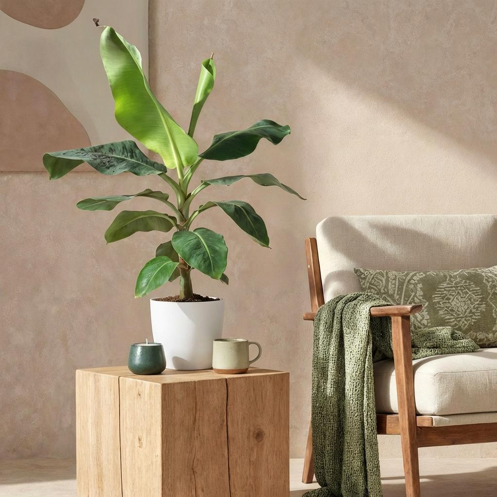 🌿 Musa Dwarf Cavendish | Bananenplant met Witte Pot