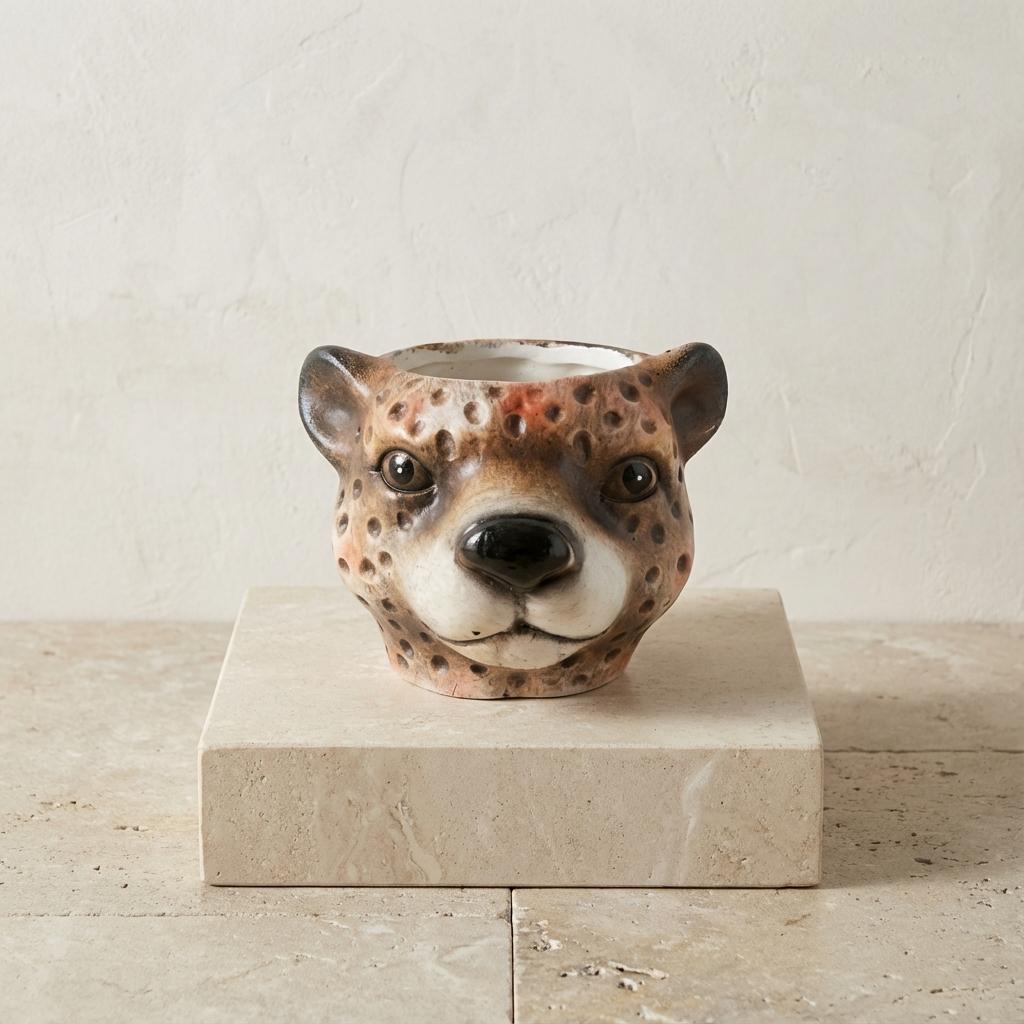 🌿 Planter Luipaard Bruin – Keramische Bloempot Ø 12 cm