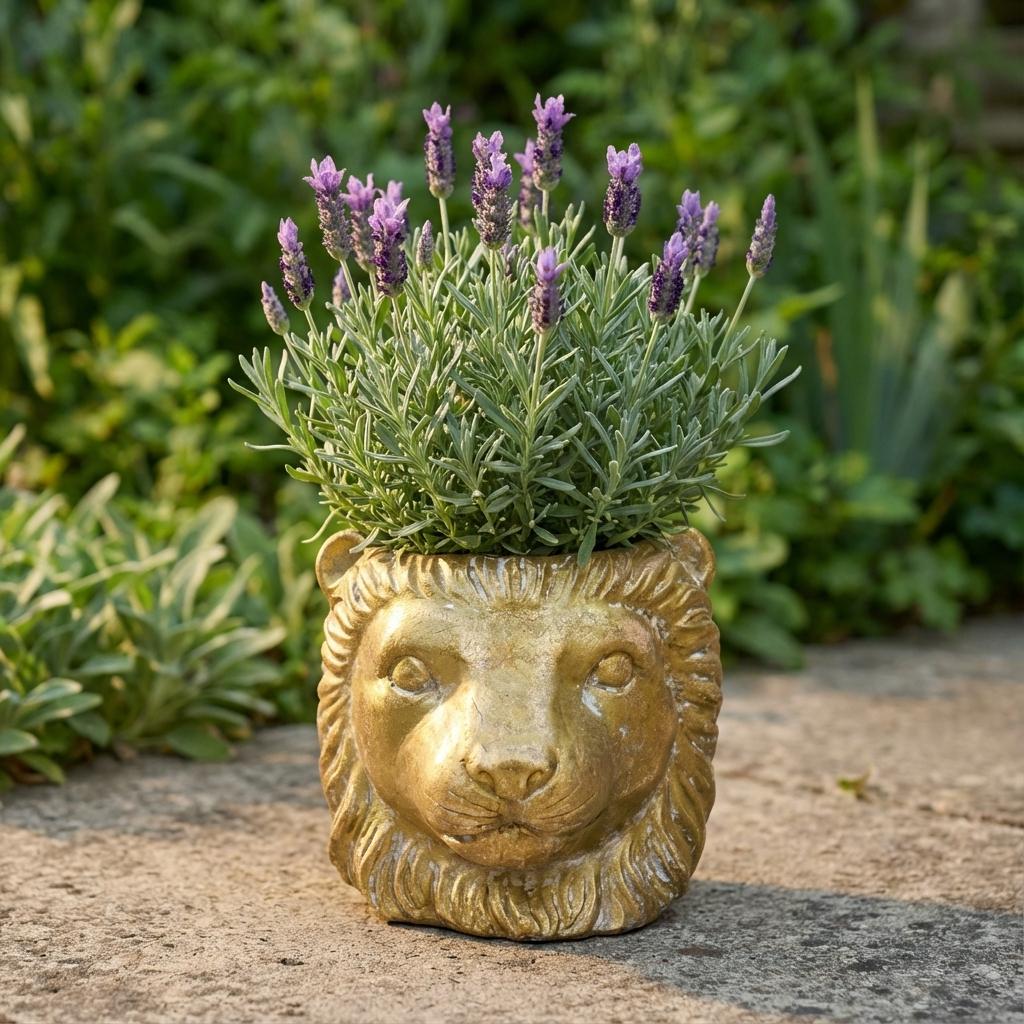 🌿 Planter Leeuw Goud – Keramische Bloempot Ø 11/13 cm