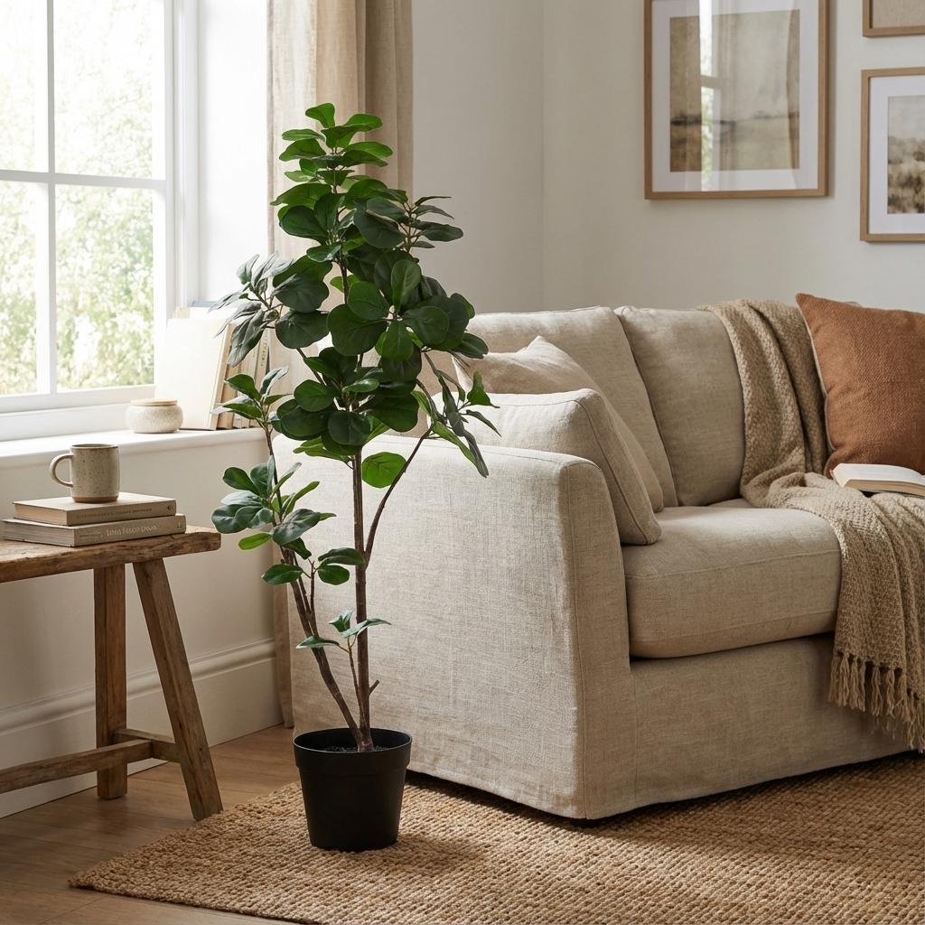 🌿 Kunst Ficus Lyrata Vertakt – Decoratieve Kunstboom