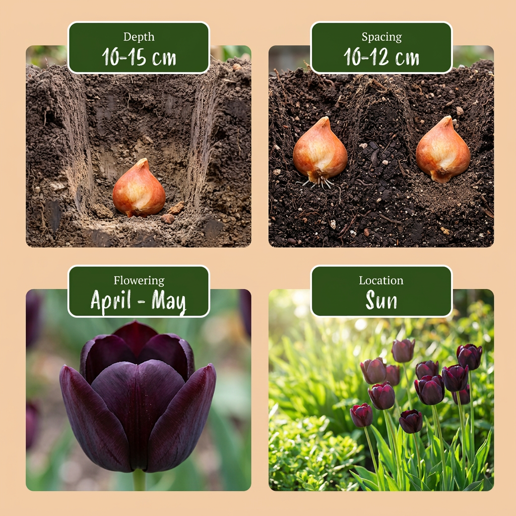 🌷 Tulipa Triumph Black – Donkerpaarse triomftulp | (24 stuks)