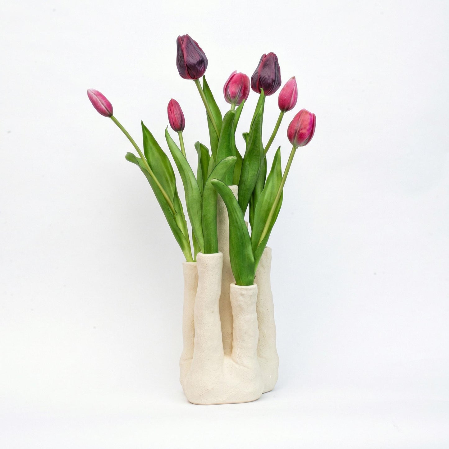 🌷 Tulip Touch | Kunsttulpen Set met Meertuiten Vaas